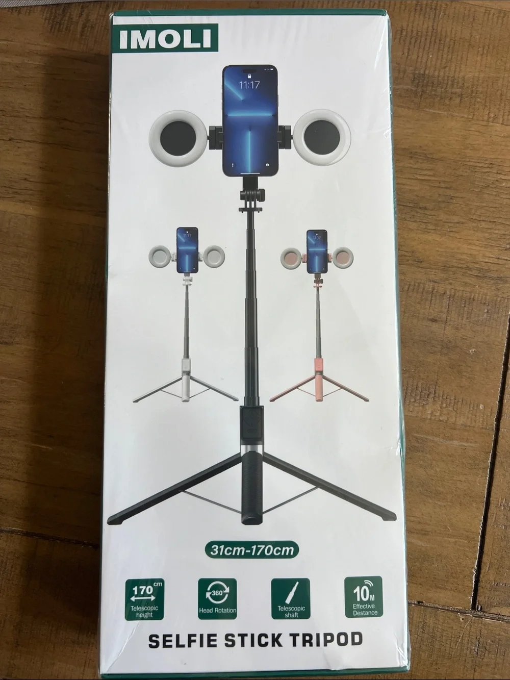 Black Selfie Stick Tripod with Ring Lights